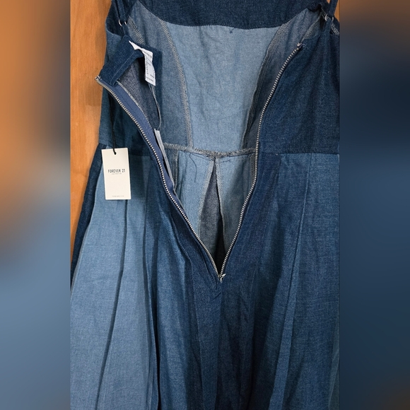 Forever 21 Denim Patchwork Mini Dress Medium Taylor - Picture 5 of 10